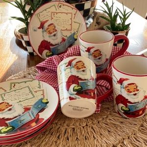 Vintage Williams Sonoma Dear Santa dessert set